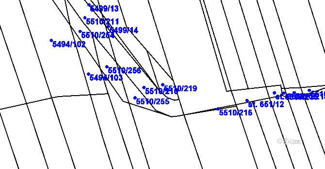 Parcela st. 5510/219 v KÚ Kněždub, Katastrální mapa