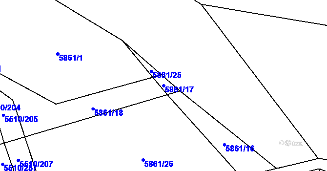 Parcela st. 5861/17 v KÚ Kněždub, Katastrální mapa