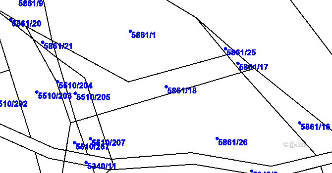 Parcela st. 5861/18 v KÚ Kněždub, Katastrální mapa