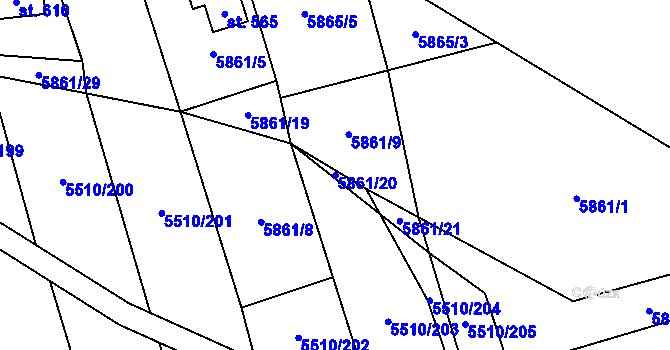 Parcela st. 5861/20 v KÚ Kněždub, Katastrální mapa