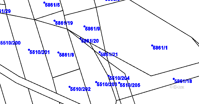 Parcela st. 5861/21 v KÚ Kněždub, Katastrální mapa