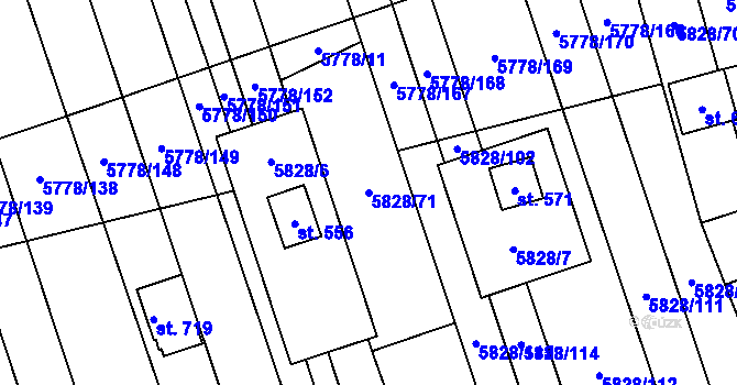 Parcela st. 5828/71 v KÚ Kněždub, Katastrální mapa