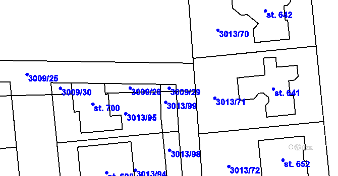 Parcela st. 3009/29 v KÚ Kněždub, Katastrální mapa
