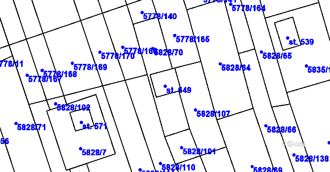 Parcela st. 649 v KÚ Kněždub, Katastrální mapa