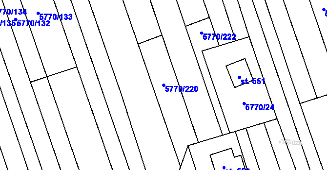 Parcela st. 5770/220 v KÚ Kněždub, Katastrální mapa