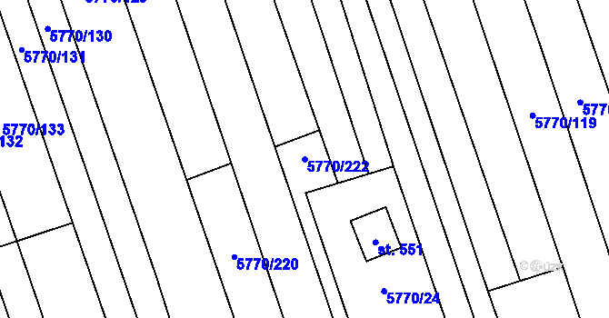 Parcela st. 5770/222 v KÚ Kněždub, Katastrální mapa