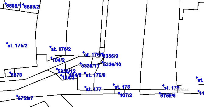 Parcela st. 5336/9 v KÚ Kněždub, Katastrální mapa