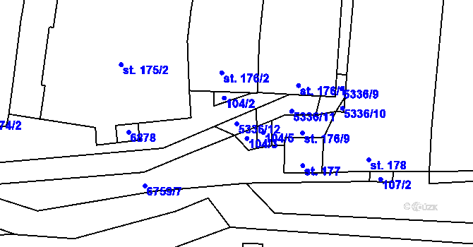 Parcela st. 5336/12 v KÚ Kněždub, Katastrální mapa