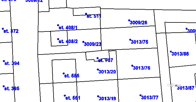 Parcela st. 738 v KÚ Kněždub, Katastrální mapa