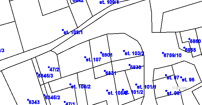 Parcela st. 6901 v KÚ Kněždub, Katastrální mapa