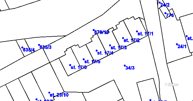 Parcela st. 17/4 v KÚ Kněževes u Prahy, Katastrální mapa