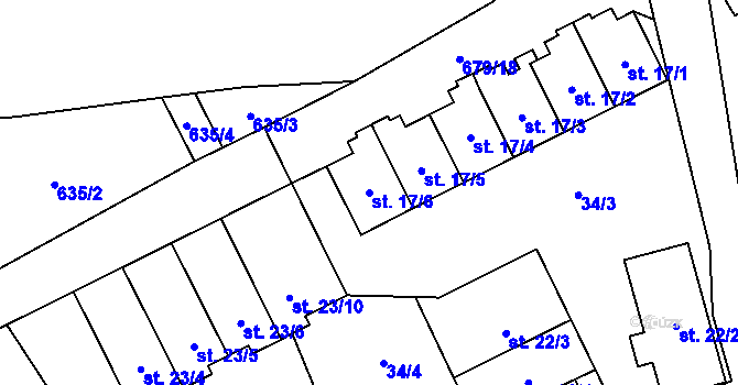 Parcela st. 17/6 v KÚ Kněževes u Prahy, Katastrální mapa