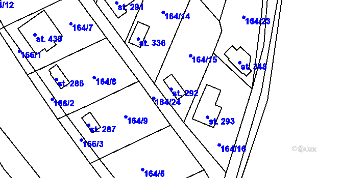 Parcela st. 292 v KÚ Kněževes u Prahy, Katastrální mapa