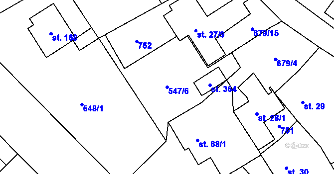 Parcela st. 547/6 v KÚ Kněževes u Prahy, Katastrální mapa