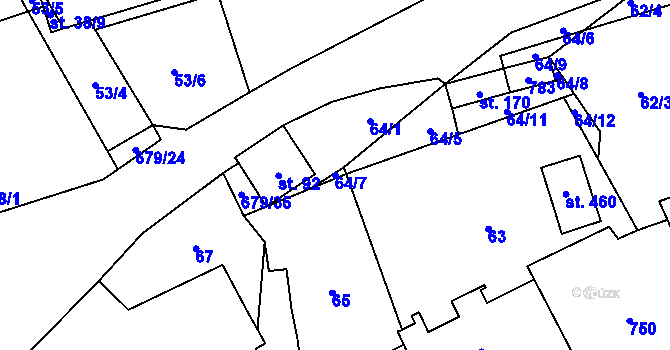 Parcela st. 64/7 v KÚ Kněževes u Prahy, Katastrální mapa