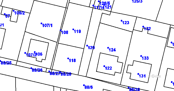 Parcela st. 120 v KÚ Kněževes u Rakovníka, Katastrální mapa