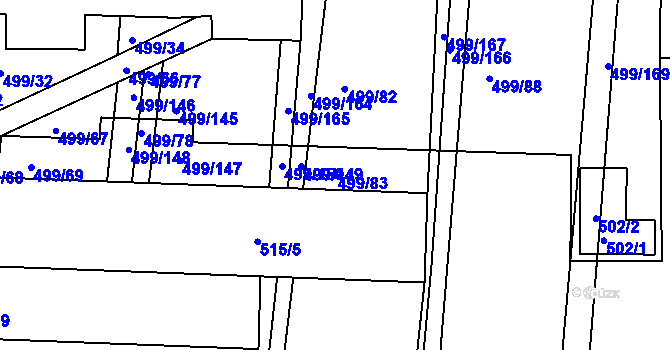 Parcela st. 499/83 v KÚ Kněževes u Rakovníka, Katastrální mapa