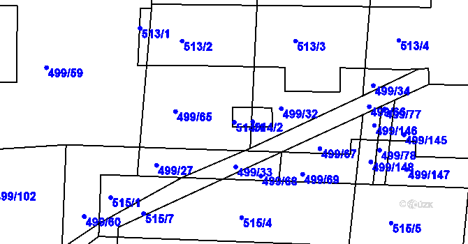 Parcela st. 514/1 v KÚ Kněževes u Rakovníka, Katastrální mapa