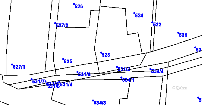 Parcela st. 523 v KÚ Kněževes u Rakovníka, Katastrální mapa