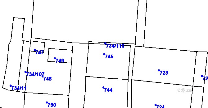 Parcela st. 745 v KÚ Kněževes u Rakovníka, Katastrální mapa