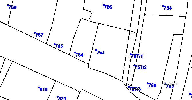 Parcela st. 763 v KÚ Kněževes u Rakovníka, Katastrální mapa