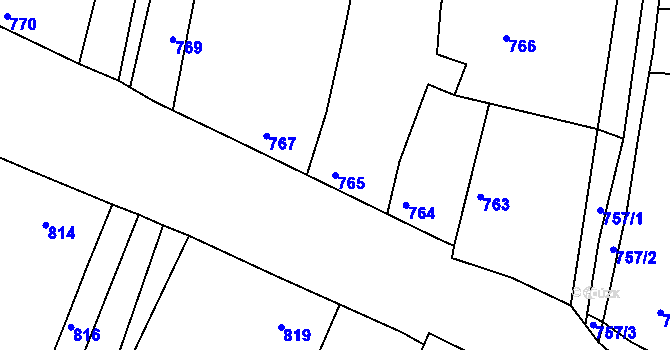 Parcela st. 765 v KÚ Kněževes u Rakovníka, Katastrální mapa