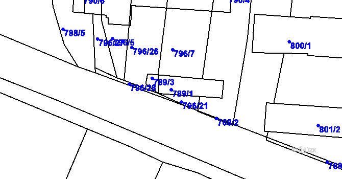 Parcela st. 789/1 v KÚ Kněževes u Rakovníka, Katastrální mapa