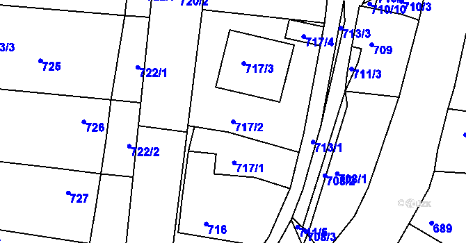 Parcela st. 717/2 v KÚ Kněževes u Rakovníka, Katastrální mapa