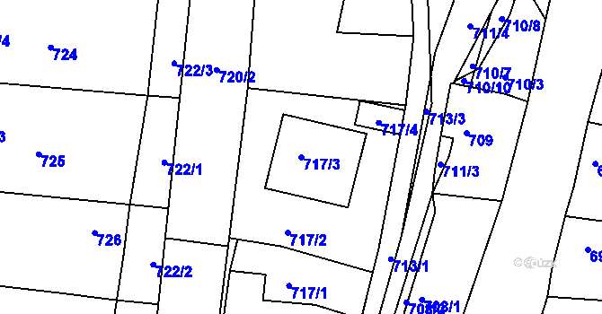 Parcela st. 717/3 v KÚ Kněževes u Rakovníka, Katastrální mapa