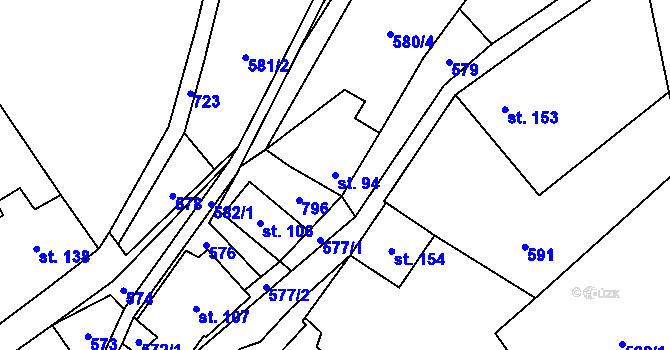 Parcela st. 94 v KÚ Kněževes, Katastrální mapa