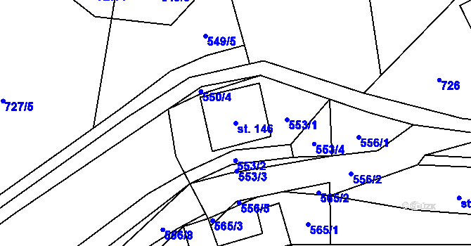 Parcela st. 146 v KÚ Kněževes, Katastrální mapa