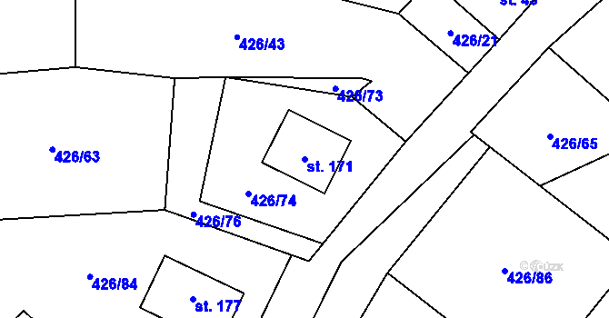 Parcela st. 171 v KÚ Kněževes, Katastrální mapa
