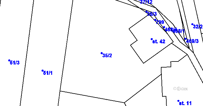 Parcela st. 35/2 v KÚ Kněževes, Katastrální mapa
