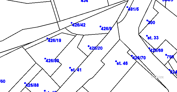 Parcela st. 426/20 v KÚ Kněževes, Katastrální mapa