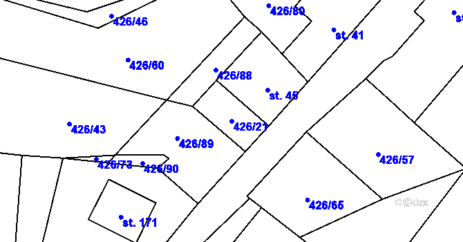 Parcela st. 426/21 v KÚ Kněževes, Katastrální mapa