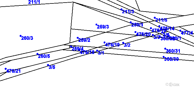 Parcela st. 3/1 v KÚ Kněževes, Katastrální mapa