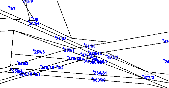 Parcela st. 211/5 v KÚ Kněževes, Katastrální mapa