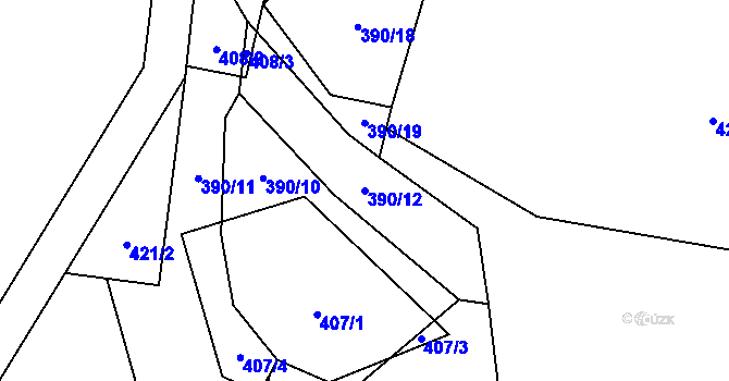 Parcela st. 390/12 v KÚ Kněževes, Katastrální mapa
