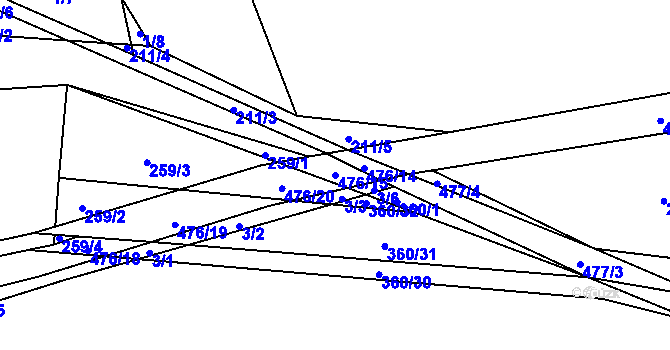 Parcela st. 476/15 v KÚ Kněževes, Katastrální mapa