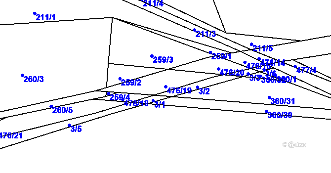 Parcela st. 476/19 v KÚ Kněževes, Katastrální mapa