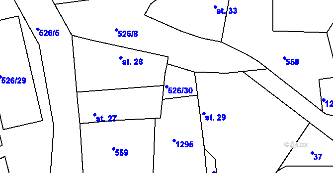 Parcela st. 526/30 v KÚ Dubečno, Katastrální mapa
