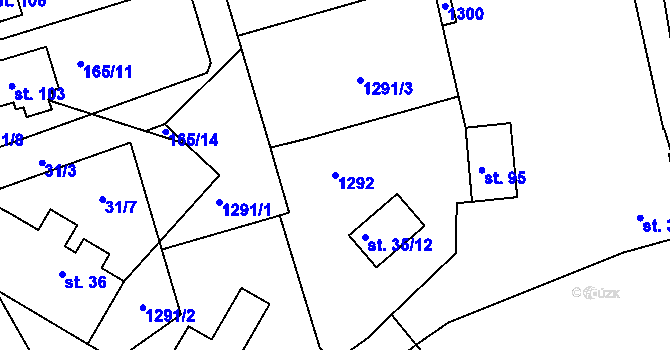 Parcela st. 1292 v KÚ Dubečno, Katastrální mapa