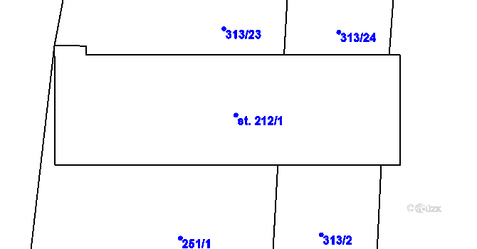 Parcela st. 212 v KÚ Kněžice u Městce Králové, Katastrální mapa
