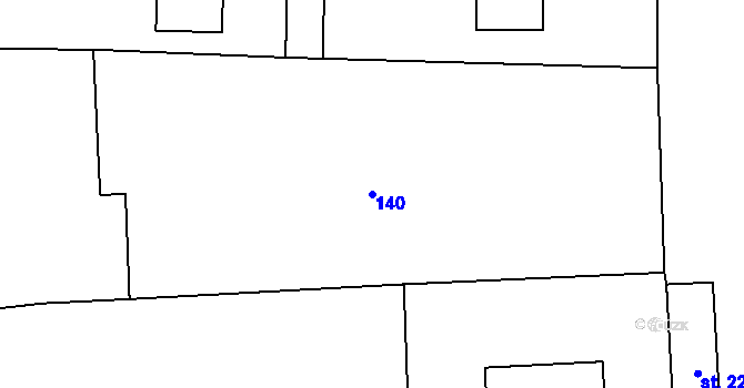 Parcela st. 140 v KÚ Kněžice u Městce Králové, Katastrální mapa