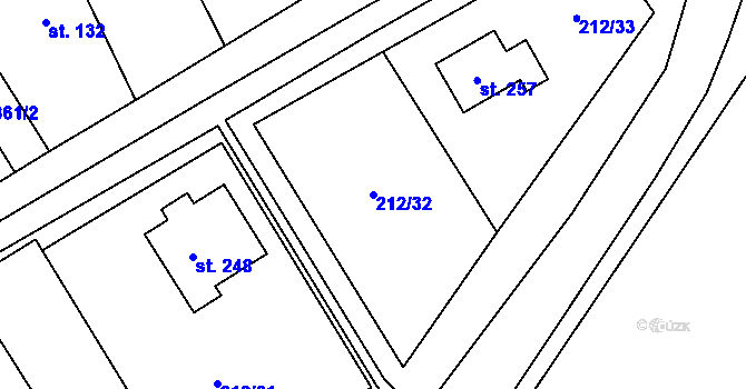 Parcela st. 212/32 v KÚ Kněžice u Městce Králové, Katastrální mapa