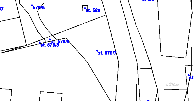Parcela st. 578/7 v KÚ Kněžice u Podbořan, Katastrální mapa