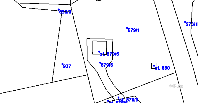 Parcela st. 579/5 v KÚ Kněžice u Podbořan, Katastrální mapa
