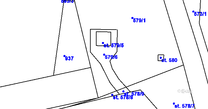 Parcela st. 579/6 v KÚ Kněžice u Podbořan, Katastrální mapa