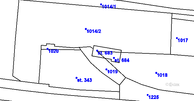 Parcela st. 683 v KÚ Kněžice u Podbořan, Katastrální mapa
