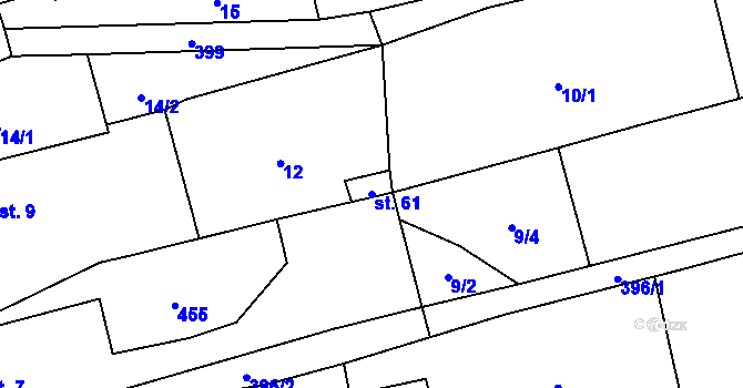 Parcela st. 61 v KÚ Moravany u Ronova, Katastrální mapa